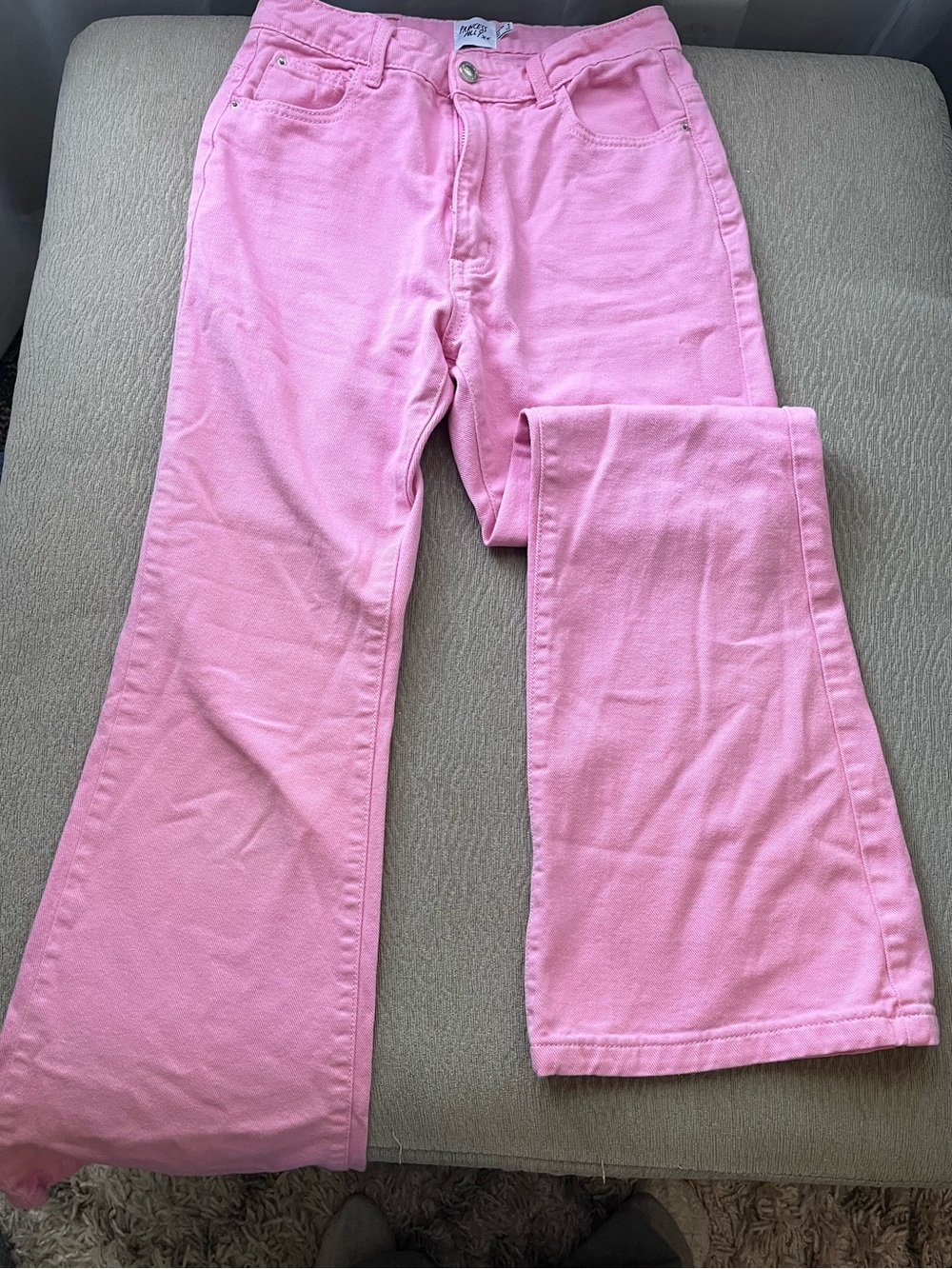 Princess Polly Pink High-Rise Flared Jeans